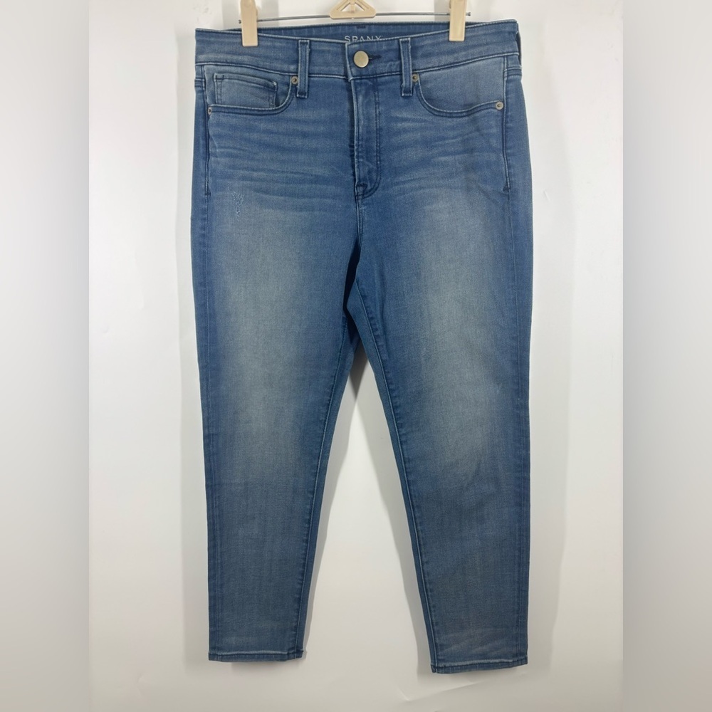 NWOT Spanx 5 Pocket Skinny Crop Medium Blue Shaping Jeans Tummy Control 30